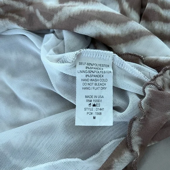 Miss Lola Tan & White Zebra Print Cut Out Mesh Mini Dress Medium - Picture 9 of 9